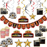 45 Pieces Movie Night Decorations Party Decorations Kit Now Showing Banner Hanging Swirls Movie Theater Themed For Bridal Shower Birthday Party Supplies Film Backdrop
