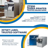 Zebra Zt510 Thermal Transfer & Direct Thermal Rugged Industrial Printer | 203 Dpi | Zt51042-T010000Z | Usb Bluetooth Serial Ethernet Connectivity | Replaces 105Sl Plus | Includes Jet Set Software
