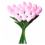 20Pcs Tulip Artificial Flowers 12.6Inch Real Touch For Wedding Decor Banquet Party Home Hotel Office Decoration Holiday Anniversary Celebration Faux Sterm