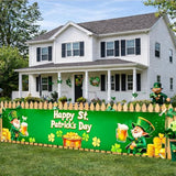 St. Patrick’S Day Celebration Banner Green Leprechaun Gold Coin Shamrock Design 79 X 17Inch Irish Holiday Party Supplies Photography Background For Indoor Outdoor Festive Decoration