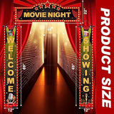3 Pieces Light Movie Night Porch Sign Banner Led Movie Theme Party Decorations Theater Welcome Now Showing Lights Camera Action Hanging Porch Sign For Home Film Backdrop Party Supplies