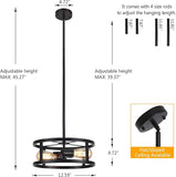 2 Light Industrial Black Semi Flush Mount Ceiling Light Farmhouse Fixture