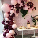 140pcs Burgundy Balloon Garland Kit – Chrome Balloons in 5 Sizes for Party, Wedding & Events