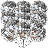 , Silver Disco Ball Balloons - 22 Inch, Pack of 12 | Disco Theme