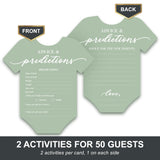 Baby Shower Advice & Prediction Cards - For 50 Guests - Green Onesie Double Sided Advice + Predictions Cards - Minimalist Gender Neutral Baby Shower Decorations & Games For Boys & Girls - (Set Of 50)