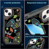 Case For Iphone 13, Gaming Controller Video Game Player Pattern Shock-Absorption Hard Pc And Inner Silicone Hybrid Dual Layer Armor Defender Case For Iphone 13 (6.1 Inch)