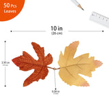 50 Pcs 2-Leaf 3D Fake Maple Leaves Bulk Artificial Flowers Fall Decor Faux Autumn Wall Halloween Party Thanksgiving Decoration Floral Arrangement Diy Craft (Burnt-Orange And Antique-Gold)