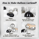 123-Pcs Black Silver Balloon Arch Kit Disco and Birthday Party Decor