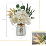 Fake Flowers With Vase Silk Flowers In Vase Dahlia Flowers Arrangement Suitable For Home Office Decoration, Dining Table Centerpiece (Dahlia-White)