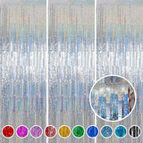 Foil Fringe Curtains New Years Eve Party Supplies 2026 - 3 Pack 3.2 X 8.2 Ft Silver Tinsel Curtain Photo Backdrop For Birthday Party Or Disco Party Decorations