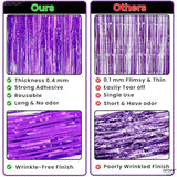 , Metallic Purple Foil Fringe Curtain - Pack Of 2 | Streamer Backdrop For Purple Birthday Decorations | Wedding, Anniversary, Bachelorette Party Decoration | Unicorn, Mermaid Party Decorations