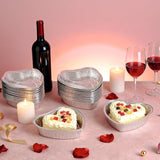 6Pcs Valentine‘S Day Cake Pan With Lids Heart Shaped Pans 27Oz Large Baking Cups Dessert Box Food Containers Aluminum Foil Cake Pans Packing Takeaway Boxes For Valentines Day Wedding Party