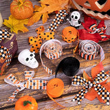 6 Roll Halloween Grosgrain Ribbon Geometric Dot Gift Wrapping Ribbon 3