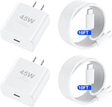 45W USB C Fast Charger with 10FT Type C Charging Cable for iPhone 17 16 15 Pro Max Plus Samsung Galaxy S25 Wall Charger