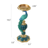 Peacock Pillar Candle Holders,Peacock Christmas Decorations Candlestick,14 Inch