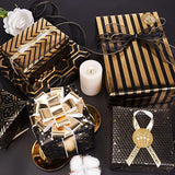 6pcs Black Gold Foil Gift Wrap Set with Bows & Stickers, 27.5x19.6in
