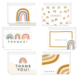 Modern Rainbow Thank You Cards / 24 Baby Shower Birthday Note Cards With White Envelopes / 6 Adorable All Occasion Thanks Greeting Card Set Designs / 3 1/2" X 4 7/8" Appreciation Gratitude Cards