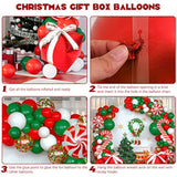 Christmas Balloons Garland Arch Kit, Xmas Red Green White Confetti Balloons With Candy Cane Foil Balloons For Christmas Party Birthday Xmas Party Decorations