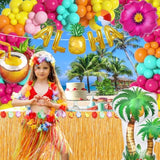 188-Pc Tropical Aloha Balloon Arch Kit with Pineapple, Coconut & Palm Decor