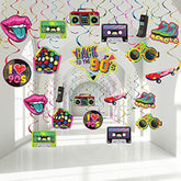 90s Party Swirl Decorations: Retro Hip Hop Birthday, 30 Piece Set