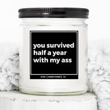 You Nique Designs 6 Month Anniversary Present - 9Oz Candle Gifts For Monthly Anniversaries - 6 Month Anniversary Candle For Boyfriend, Girlfriend - 6 Months Gift Ideas (Mahogany Teakwood)