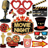 Movie Night Supplies Photo Booth Props Hollywood Photobooth Props For Movie Theater Themed Red Carpet Birthday Party Favors Supplies