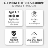 10 Pack 4FT T8 LED Bulbs Type A B Hybrid 14W 2400LM 5000K Daylight F32T8 Replacement