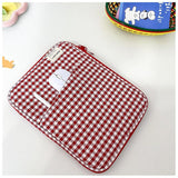 Gingham Puffy Laptop Sleeve 11-13 Inch Y2K Coquette Carrying Laptop Bag Fairycore Cover Pouch Sleeve Computer Liner Bag (13-14 Inch,Red)