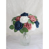 Artificial Flowers 30Pcs Real Looking Navy Roses With Stem For Diy Wedding Bouquets Centerpieces Party Baby Shower Home Decorations (Navy Blue)