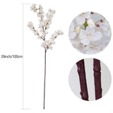 Artificial Cherry Blossom Branches, 39 Inch Faux Cherry Flowers, Silk Tall Fake Flower Vase Arrangements For Home Wedding Decor, Set Of 3, White