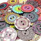 Mix Pattern 30Pcs 2"(50Mm) Large Wood Buttons Craft Sewing Button (Mix