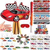 Cars Piñata Race Car Party Favors Set With Black Red Birthday Piñata Stick Blindfold Slap Bracelet Keychain Sticker Racecar Party Gifts Birthday Decorations Goodie Bag Stuffer Supplies