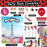 50 Pc Zag Heroez / Ladybug Themed Birthday Party Box Supplies, Backdrop & Props
