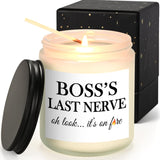 Boss Lady Gifts, Best Boss Gifts For Christmas, Birthday - Lavender Scented Candle (7 Oz, White)