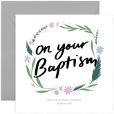 Old English Co. Cute Baptism Card For Boy Or Girl - Floral Religious Card For Special Day Celebration - For Godson, Goddaughter, Niece, Nephew, Grandchild | Blank Inside With Envelope