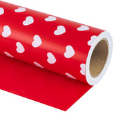 Reversible Valentine'S Day Wrapping Paper - Mini Roll - 17 Inch X 33 Feet - Red Love Heart Design For Valentine'S Day, Wedding, Anniversary, Birthday, Baby Shower