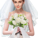 Wedding Bouquets For Bride Bridesmaid Bouquet Champagne White Artificial Roses Flowers For Wedding Valentine'S Day Church Home Decoration (White)…