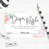 Pastel Watercolor Floral Diaper Raffle Tickets / 50 Baby Shower Sprinkle Game Drawing Cards / 2" X 3.5" Gender Reveal Party Activity/Made In The Usa