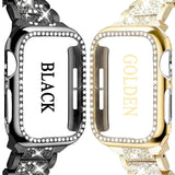 Women Sparkly Iwatch Screen Protector Case Compatible With Apple Watch Band 38Mm 40Mm 41Mm 42Mm 44Mm 45Mm 46Mm Series,No_Glass Slim Bling Bumper (Black+Golden+Silver, 38 Mm)