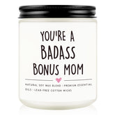 Bonus Mom Gifts From Daughter Son, Mothers Day Gifts For Stepmother, Badass Jar Candle Gift For Stepmom, Birthday Thanksgiving Day Christmas Gift For Stepmom, Adopted Moms, Second Moms