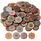 100 Pcs Mixed Color Wood Buttons, Eubags 1 Inch Natural Round Shapes R