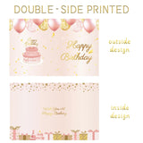 Jumbo Birthday Card With Envelope, 22 X 14 Inch Pink Gaint Greeting Card For Women, Extra Large Happy Birthday Guest Book, Oversize Birthday Party Signs Decorations Supplies For Girls Mother Daughter