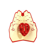 Mother'S Day Card 3D Pop Up With Hands Holding Heart - Luxury Unique Handmade Greeting Card For Mom, Grandma, Stepmom, Wife- Red Heart Shape Touching Keepsake Gift With Envelope & Poem Insert