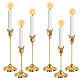 6Pcs Gold Candle Holders, Candlestick Holders Taper Candle Holders For Pillar Candles Sticks Holder Decor Halloween Christmas Decorations Candle Candelabros Para Centros De Mesa (Gold)