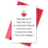 Funny Anniversary Card For Husband Wife, Romantic Birthday Card For Him Her Boyfriend Girlfriend, Sweet Valentine’S Day Gift (One Day You’Ll Find This Card In A Drawer)