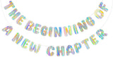 Iridescent The Beginning of a New Chapter Banner, Pre-Strung Party Decor
