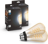 ST23 Smart Filament LED Bulb 2 Pack White Ambiance E26 Warm to Cool White Hue Compatible
