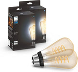 ST23 Smart Filament LED Bulb 2 Pack White Ambiance E26 Warm to Cool White Hue Compatible