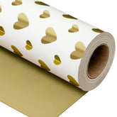 Wedding Wrapping Paper Roll, Heart Gift Wrapping Paper, Elegant Golden Heart Design Bridal Shower Gift Wrap For Birthday, Anniversary, Engagement, Valentine'S Day (17 Inch X 33 Feet)
