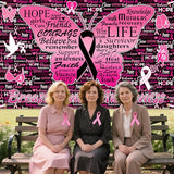 Breast Cancer Awareness Backdrop Banner Caring for Women's Health Pink Butterfiy Ribbon Hope Faith Strength Courage Sign for The People Care About Women 70.8 x 43.3 inch
